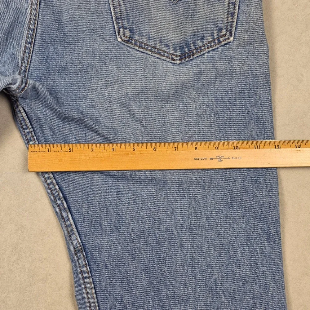 Levi Strauss 505 Mens Jeans Light Wash Straight Leg Denim Distressed 38x30
